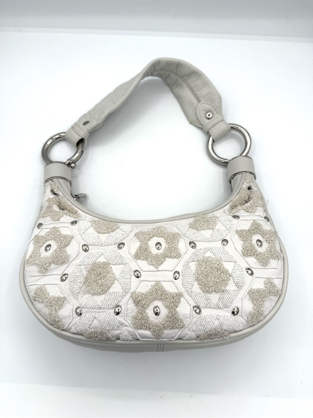 Chloe White Phoebe Philo Beaded Embellished Bracelet Bag